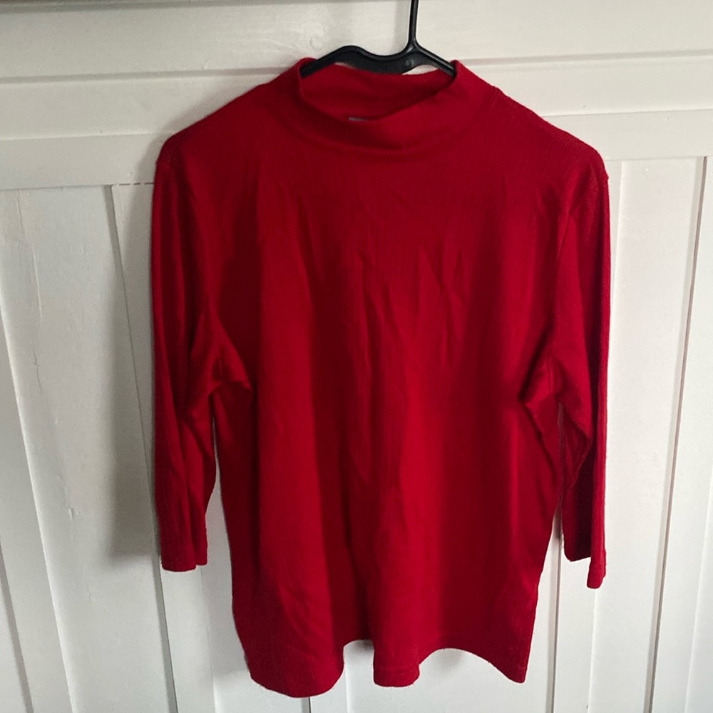 Vintage Jaclyn Smith Red Ribbed Mock Neck 3/4 Long Sleeve Women’s Size Medium